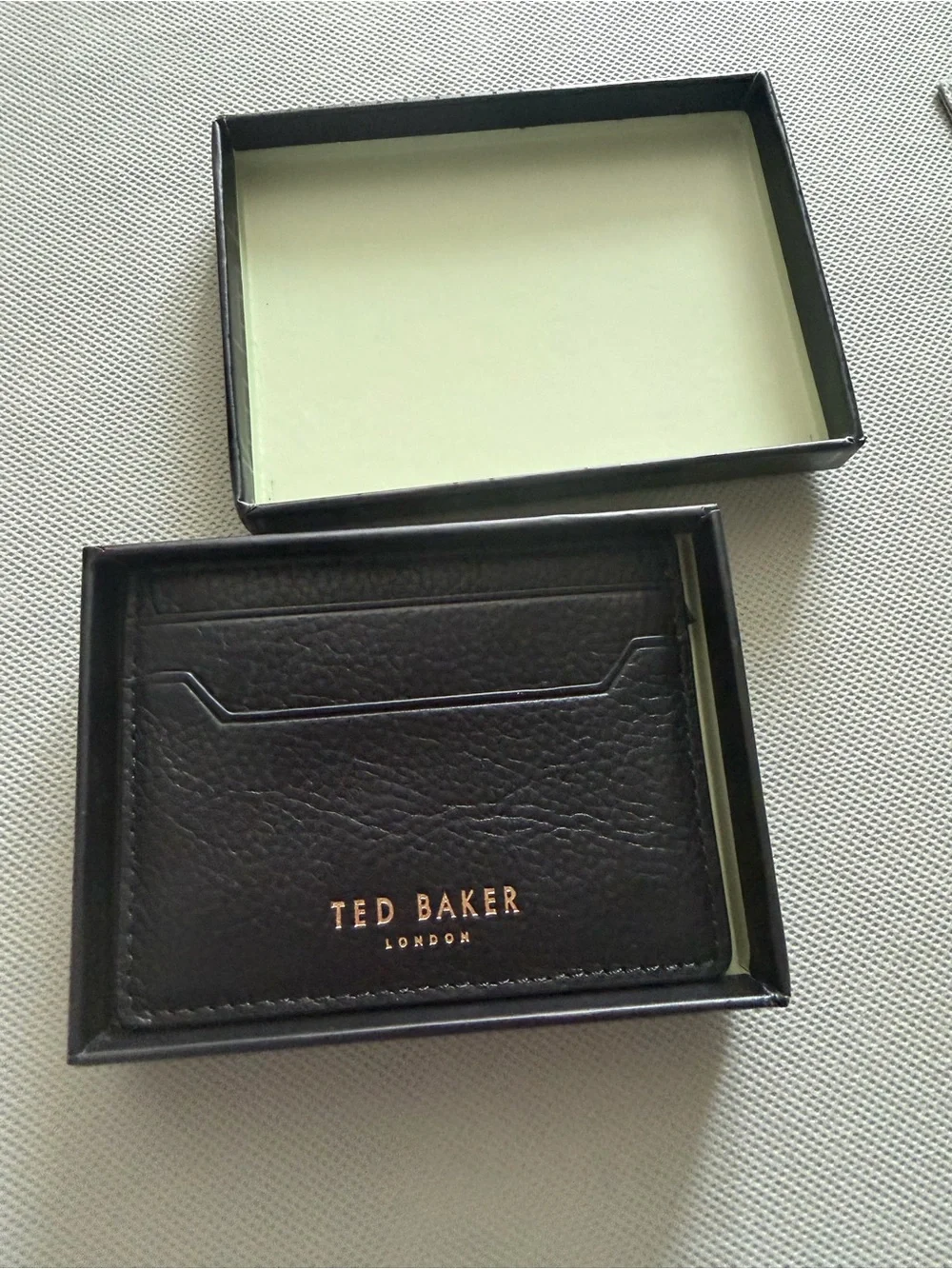 Ted Baker Black Leather Card Sleeve with Gold Logo